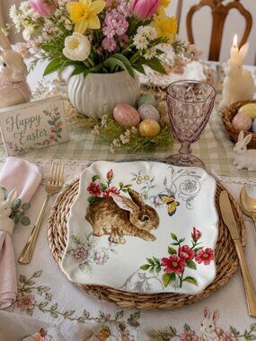 Maxcera Bunny and Butterfly Square Platter